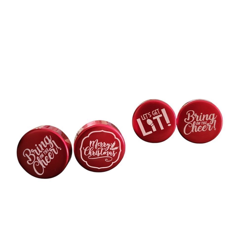 Festive Red Holiday Wine Stoppers Set Of 4